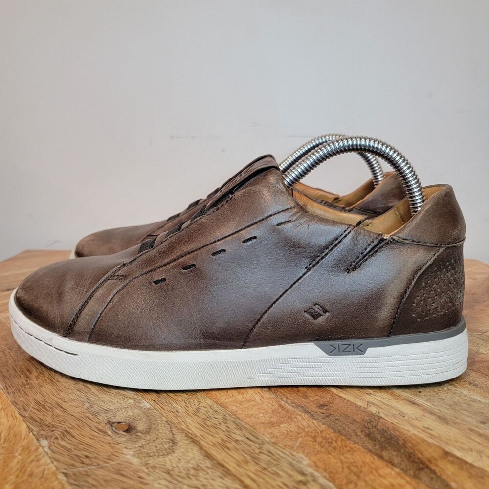 Kizik New York Court Brown Leather Sneakers Slip On Hands-Free Mens Size 7 M - Picture 3 of 9